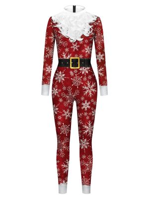 Unisex Adult Christmas Snowflake Printed Jumpsuit 
