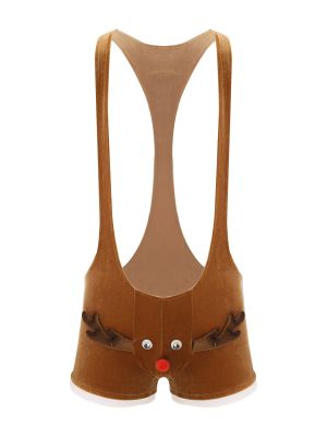 Mens Reindeer Elk Pouch Wrestling Singlet Mankini