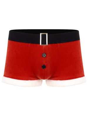 Men's Velvet Christmas Shorts Santa Boxer Briefs