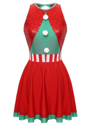 Womens Girls Christmas Fancy Dress Dance Dress