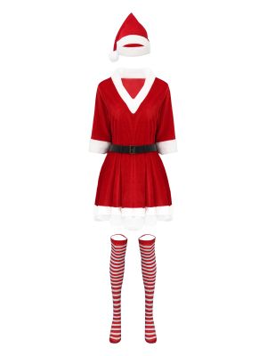 Womens Christmas Santa Claus Costumes Outfits