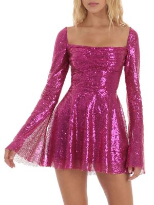 Women's Shiny Cocktail Party Bridesmaid A-line Dress