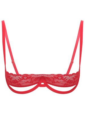 Womens Sexy 1/4 Cup Push Up Lace Bra Underwire Balconette