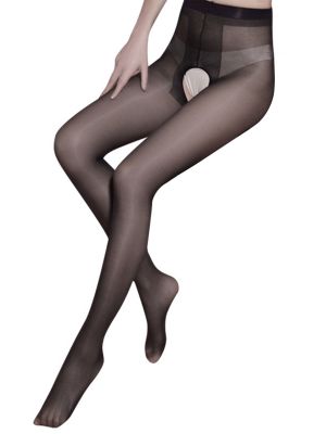 Women High Waist Sheer Silky Open Crotch Sexy Stockings