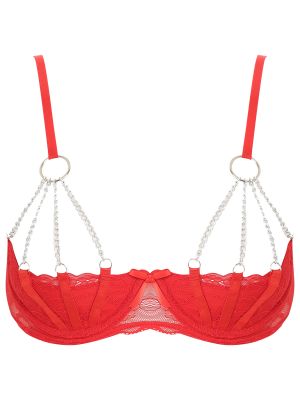 Womens Sexy Half Cup Chained Underwire Push Up Bra