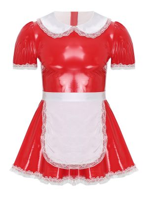 Mens Sissy Servants Maid Dress with Apron Cosplay Costume