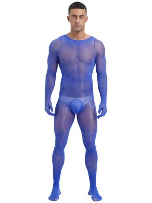 Mens Glossy See-through Full-body Bodystockings 