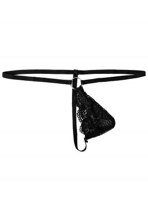 Mens Lace Pouch Sissy T-back Crossdresser Underwear
