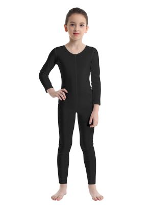 Kids Boys Girls Long Sleeves Full Bodysuit Jumpsuit for Gymnastics Ballet Dance Unitard Leotard