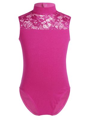 Kids Girls Floral Lace Leotard Dancewear One Piece Sleeveless Gymnastics Ballet Dance Leotard