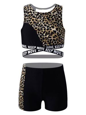 iEFiEL Girls 2 Pieces Crop Tops and Shorts Set Fashion Tankini Swimsuit Athletic Tank Tops + Booty Shorts Tracksuit Set