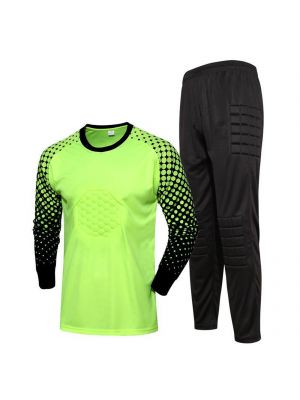 IEFIEL Kids Boys Padded Goalkeeper Soccer Jersey and Pants Set Long Sleeves Goalie Shirt Football Training Uniforms