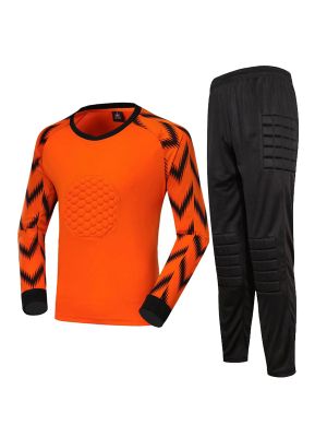 IEFIEL Kids Padded Goalkeeper Soccer Jersey and Pants Set Long Sleeves Goalie Shirt Football Training Uniforms
