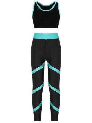 iEFiEL Kids Girls Athletic Tracksuit Yoga Set Racerback Tank Tops and Leggings Set Gym Workout Outfits