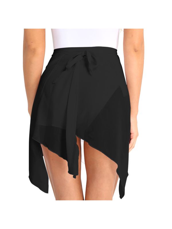 Women Asymmetric Chiffon Ballet Dance Wrap Skirt