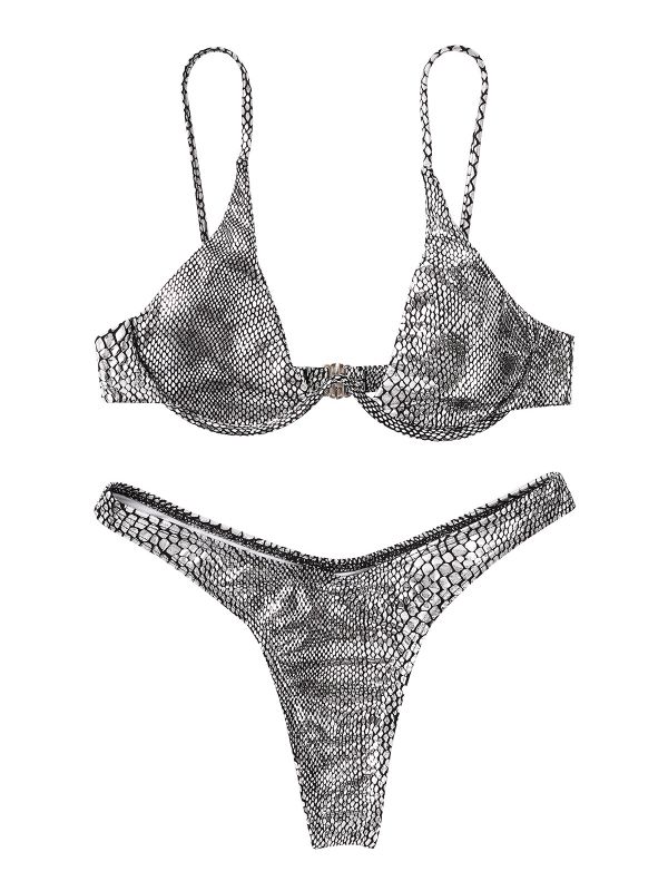 Women Sexy Shiny Metallic Bikini Swimsuit Swimwear