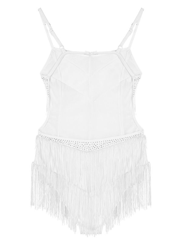 iEFiEL Womens Rhinestone Tassels Latin Dance Dress Dancer Entertainer